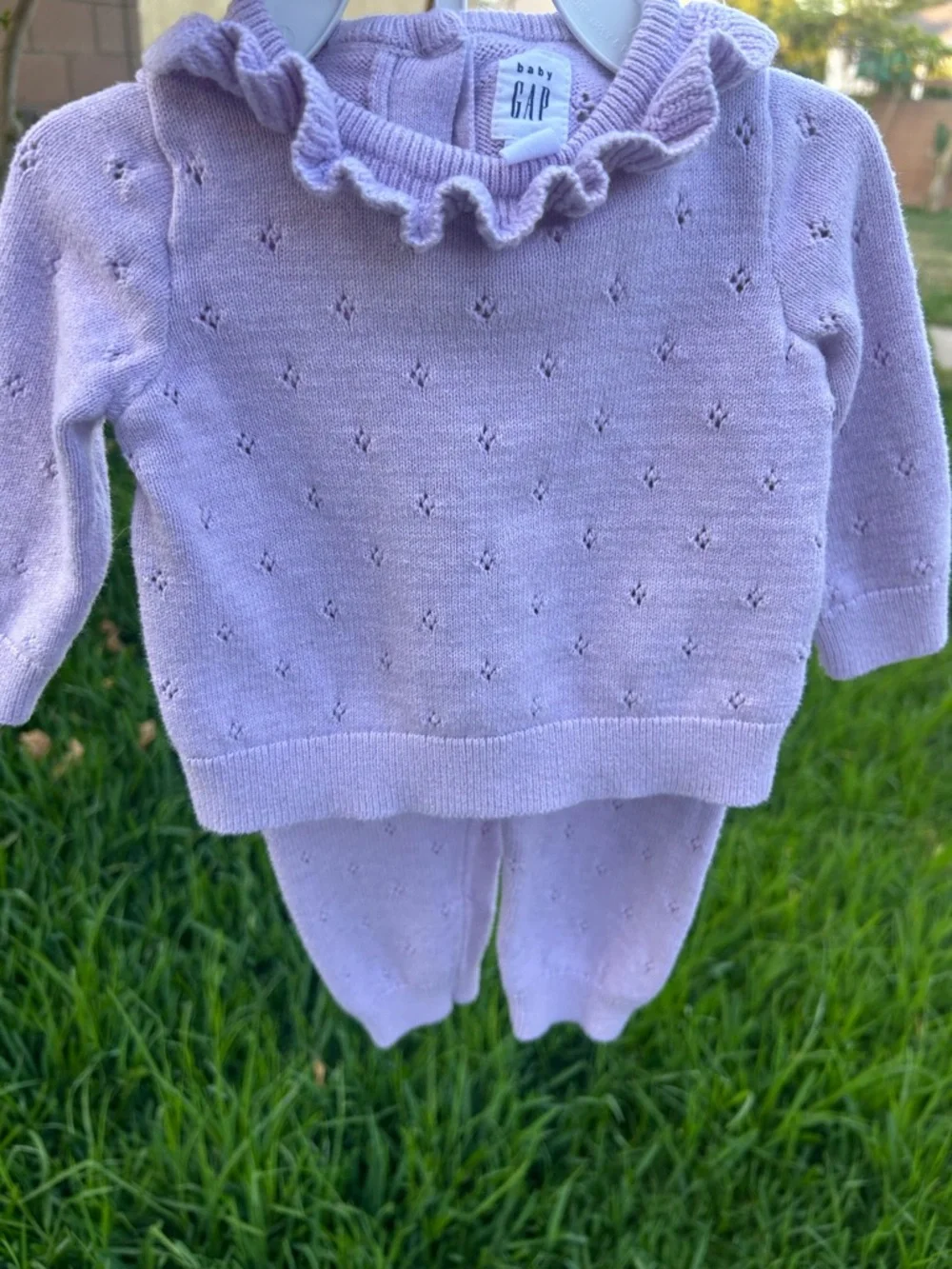 GAP Baby Lilac Ruffle Knit Sweater